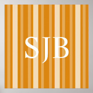 Marigold Victorian Lady Stripe with Monogram Poster