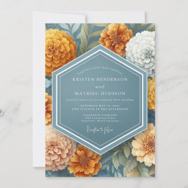 Marigold Vintage Floral Wedding Invitation (Front)