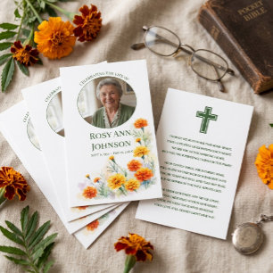 Marigold Walletsize Funeral Prayer Photo Keepsake Business Card