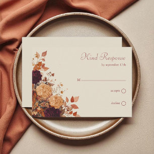 Marigold & Warm Orange Rustic Boho Autumn Floral RSVP Card