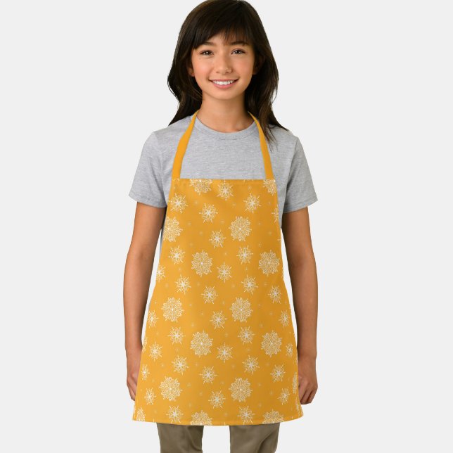 Marigold Whimsical Celestial Floral Kids Apron (Insitu)