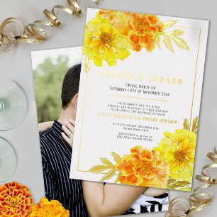 Marigold yellow gold watercolor photo wedding