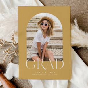 Marigold Yellow Modern Minimalist Arch Graduation Invitation