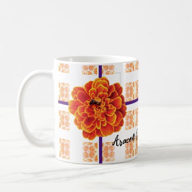Marigolds and Bee Coffee Mug (Left)