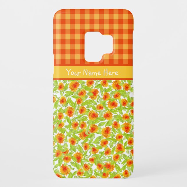 Marigolds and Check Gingham Samsung Galaxy S3 Case (Back)
