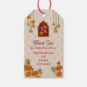 Marigolds bells Indian wedding thank you Gift tag