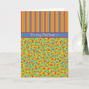 Marigolds, Stripes: October Birthday for Partner Card