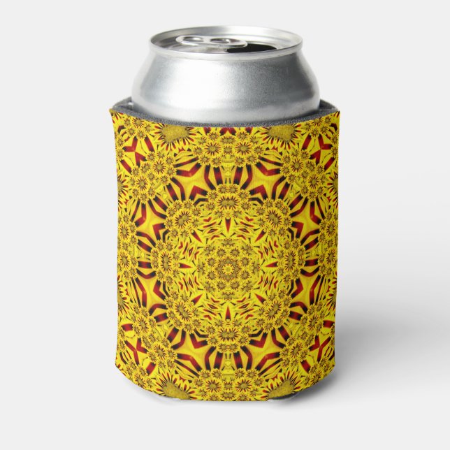 Marigolds Yellow & Red Vintage Kaleidoscope Can Cooler (Can Back)