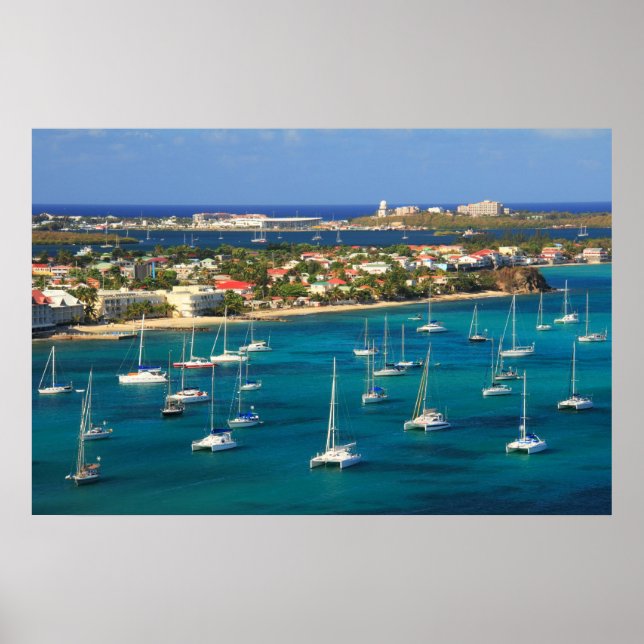 Marigot Harbour Waterfront, St. Martin Poster (Front)