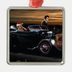 Marilyn and Elvis Christmas Joy Ride Metal Tree Decoration