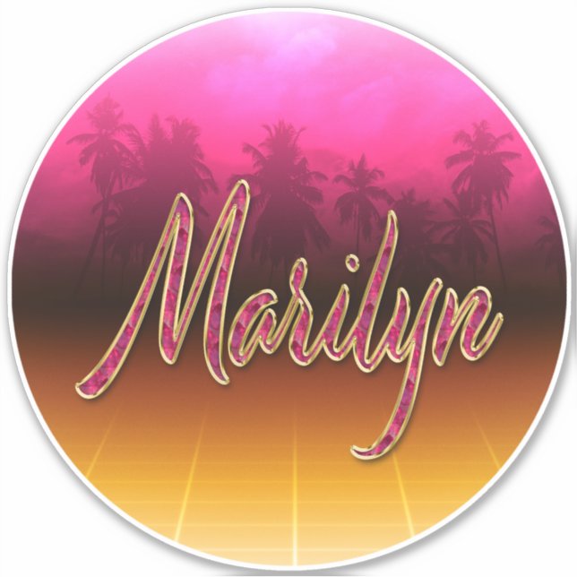 Marilyn First Name Golden pink Sticker (Front)