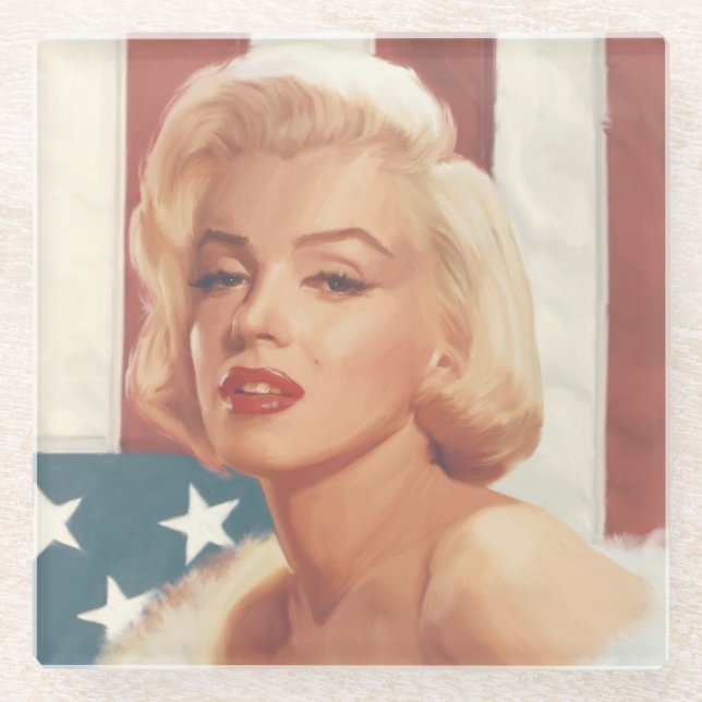 Marilyn Flag Glass Coaster (Front)