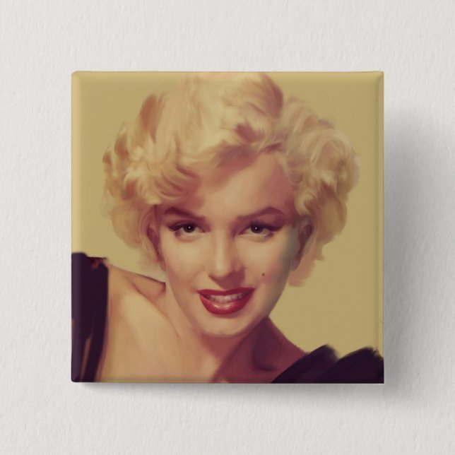 Marilyn in Black 15 Cm Square Badge (Front)