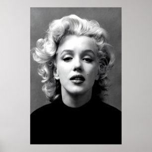 Marilyn Monroe Black and White Portrait, Retro Poster