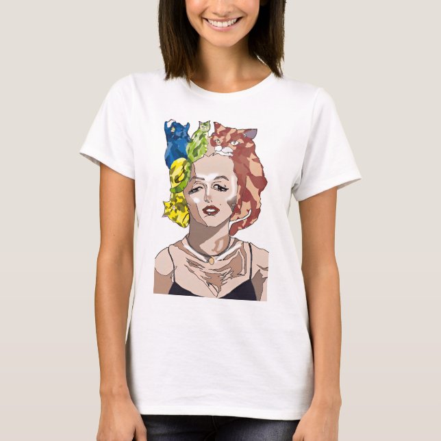 Marilyn Monroe Cat Colorful T-Shirt (Front)