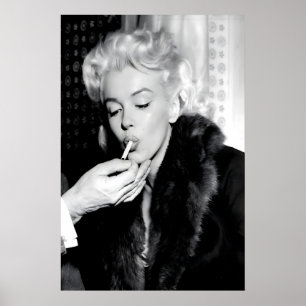 Marilyn Monroe Smoking, Black and White Vintage Poster