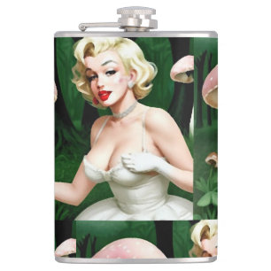 Marilyn mushroom fun home decore unique hip flask