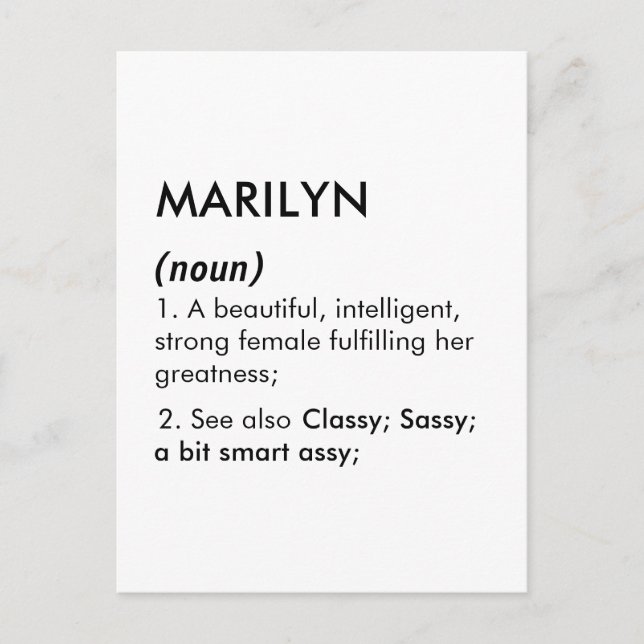 Marilyn name, Editable name, Custom name Postcard (Front)