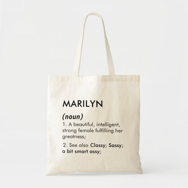 Marilyn name, Editable name, Custom name Tote Bag (Front)