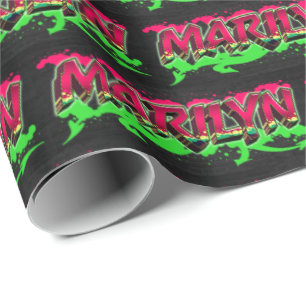 Marilyn Vorname Name Graffiti red green Wrapping Paper