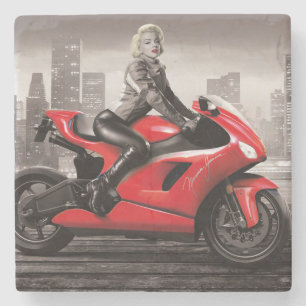 Marilyn's Motorcycle Stone Coaster