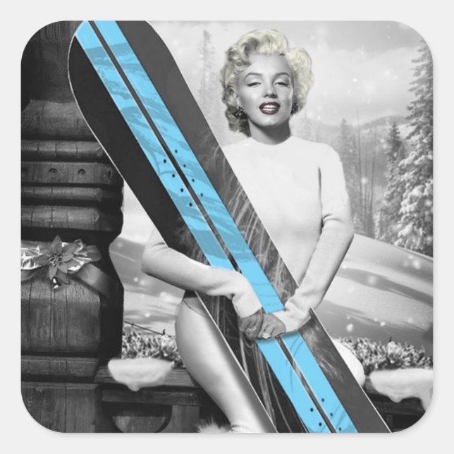 Marilyn's Snowboard Square Sticker (Front)