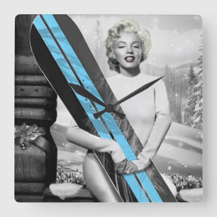 Marilyn's Snowboard Square Wall Clock