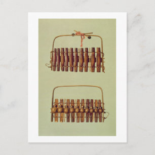 Marimba, front and back views, South African, from Postcard