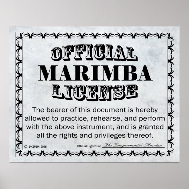 Marimba License Poster (Front)