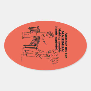 Marimba Zombie Explode Oval Sticker