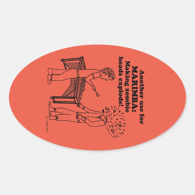 Marimba Zombie Explode Oval Sticker (Front)