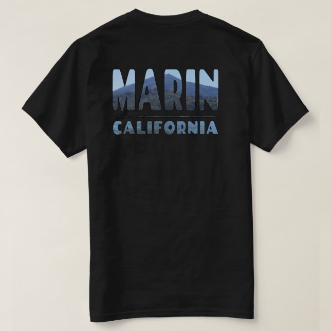 Marin California Mt Tamalpais in LETTERS Design  T-Shirt (Design Back)
