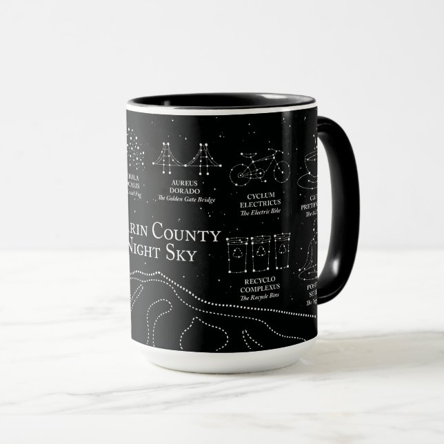 Marin County Night Sky 15 oz. mug black (Front Right)