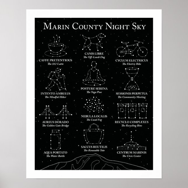 Marin County Night Sky Black Poster 16x20 (Front)