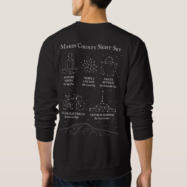 Marin County Night Sky Men's Black Sweatshirt (Back)