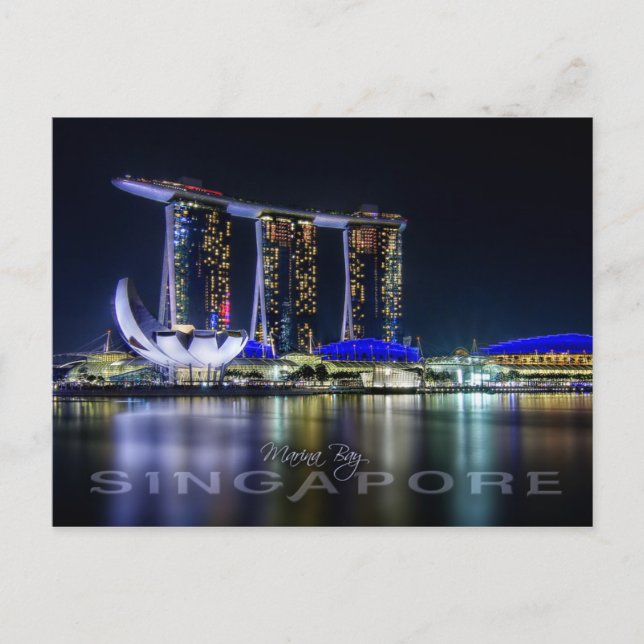 Marina Bay, Singapore at night Postcard (Front)