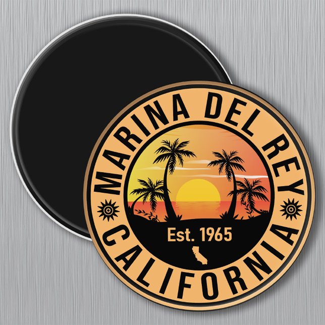 Marina del Rey California Retro Sunset Souvenirs Magnet (Creator Uploaded)