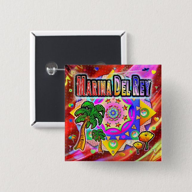 Marina Del Rey Tropical Friends Button (Front & Back)