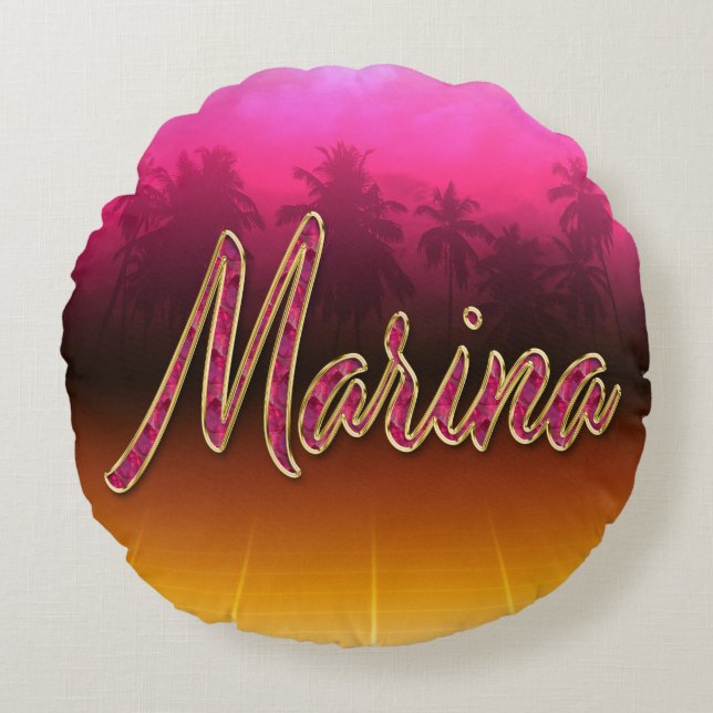 Marina First name Golden pink cushion (Front)