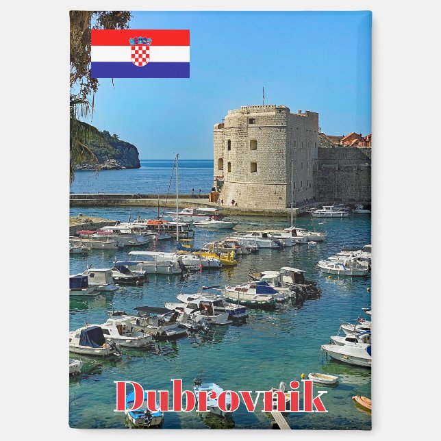 Marina in Dubrovnik, Croatia travel Magnet (Front)
