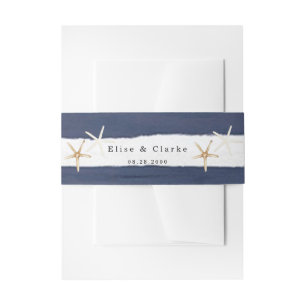 Marina Nautical Bloom Navy Blush Pink Wedding Invitation Belly Band