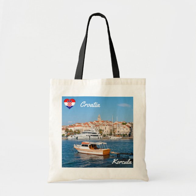 Marina of Korcula city - Dalmatia, Croatia Tote Bag (Front)