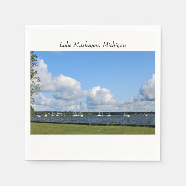 Marina on Lake Muskegon, MI Napkin (Front)