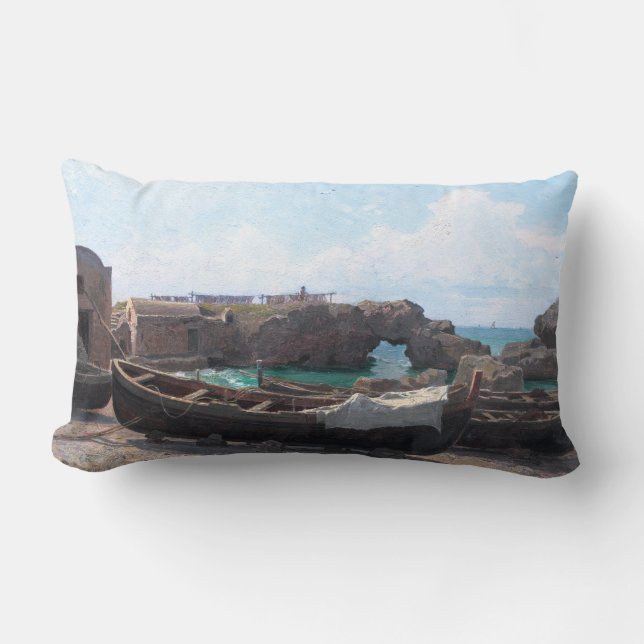 Marina Piccola on Capri Island, Italy by Haseltine Lumbar Cushion (Front)