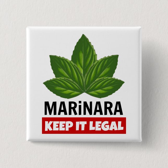 Marinara Keep it Legal Basil Leaves 15 Cm Square Badge (Front)