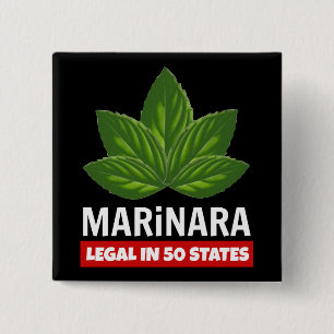Marinara Legal 50 States Basil Leaves Food Humour 15 Cm Square Badge