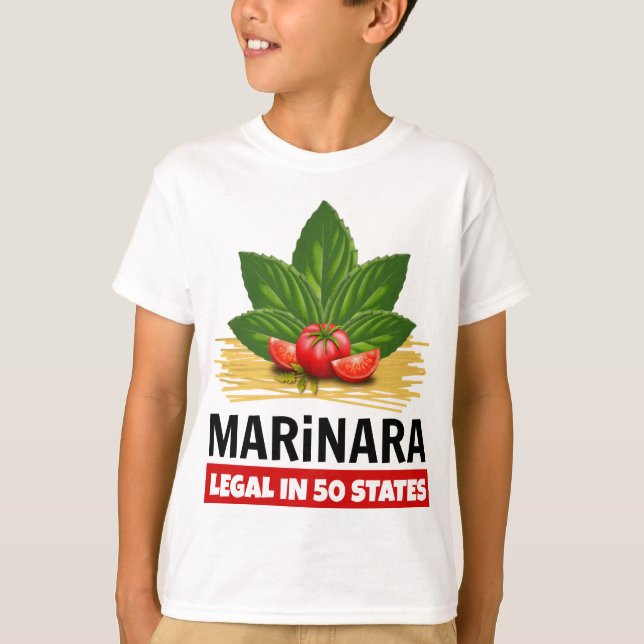 Marinara Legal in 50 States Basil Tomato Spaghetti T-Shirt (Front)
