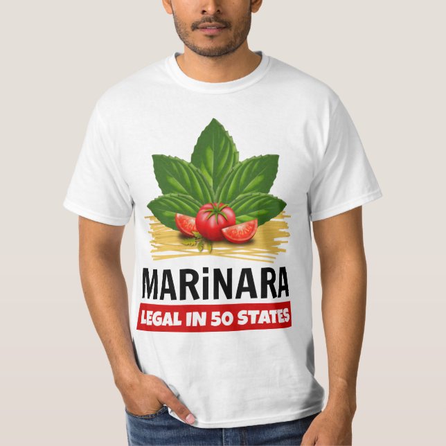 Marinara Legal in 50 States Basil Tomato Spaghetti T-Shirt (Front)