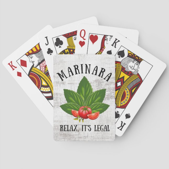 Marinara Relax It's Legal Basil Tomato Food Humour Playing Cards (Back)