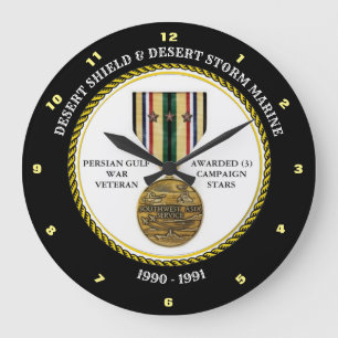 MARINE 3 STARS  / DESERT SHIELD & STORM LARGE CLOCK